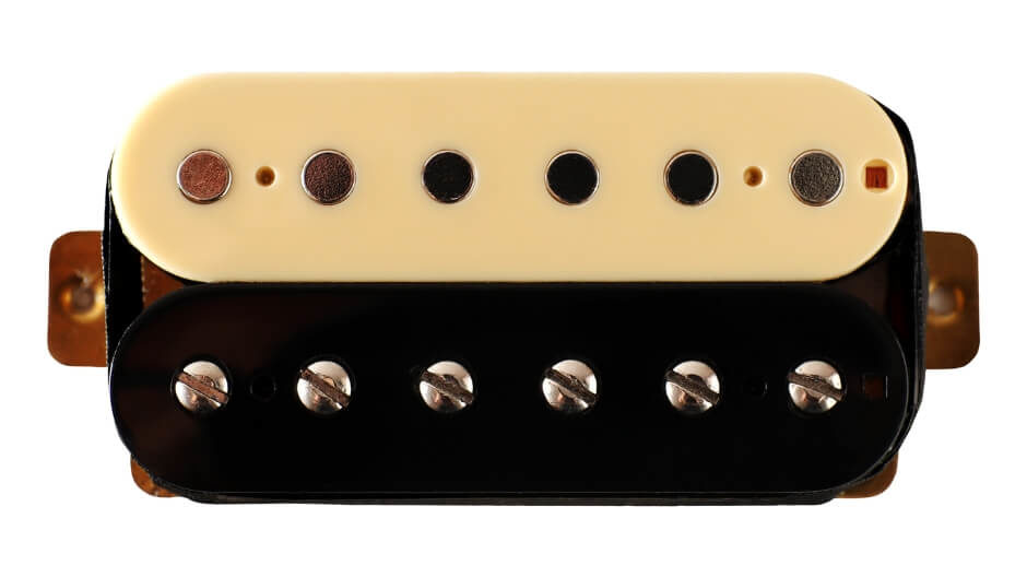 Humbucker pickup top view that you see on electric guitars